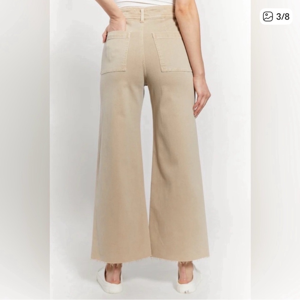 Spring wide leg jeans peachy tan designer Oat New York stretch denim 31